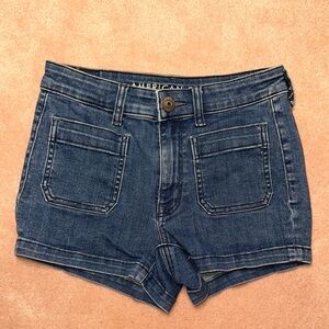 American Eagle Super Stretch Hi-Rise Shortie Denim Shorts